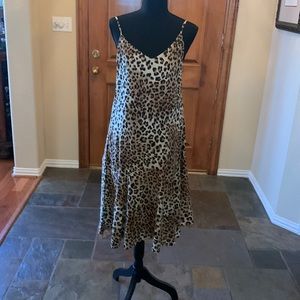 Adorable spaghetti strap animal print dress by Hale House. Side zip. Size S. NWT